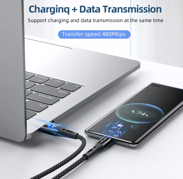 USLION 0.5M 1M 2M 3M 3A USB C Fast Charging Mobile Phone Data Cable Mobile Phone Fast Charging Usb Data Cable Type C Cables