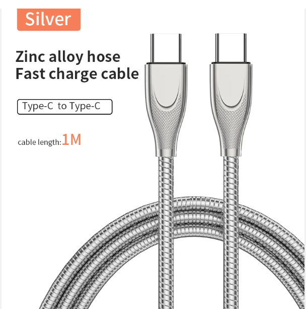 New 65W metal hose USBC-USBC quick charging cable type-c to type-c 20v3.3a data cable