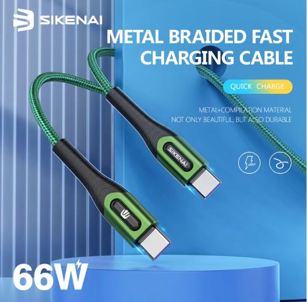 Sikenai 66W Fast Quick Charging Nylon Braid USB Data Cable Type C for Android