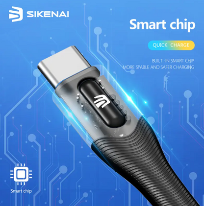 Sikenai 66W Fast Quick Charging Nylon Braid USB Data Cable Type C for Android