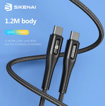 Sikenai 66W Fast Quick Charging Nylon Braid USB Data Cable Type C for Android