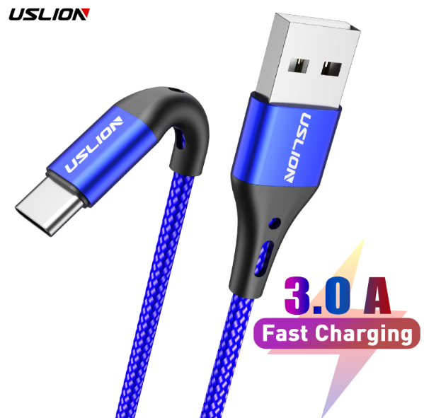 USLION 0.5M 1M 2M 3M 3A USB C Fast Charging Mobile Phone Data Cable Mobile Phone Fast Charging Usb Data Cable Type C Cables