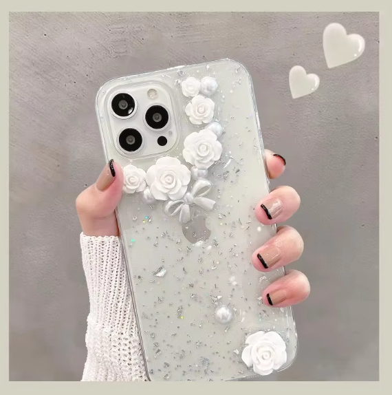 Fashion rose flower simple net celebrity female model for iPhone14 13 12 11 XR XS X silicone drop resistant phone case