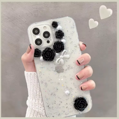 Fashion rose flower simple net celebrity female model for iPhone14 13 12 11 XR XS X silicone drop resistant phone case