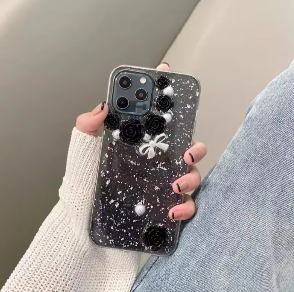 Fashion rose flower simple net celebrity female model for iPhone14 13 12 11 XR XS X silicone drop resistant phone case