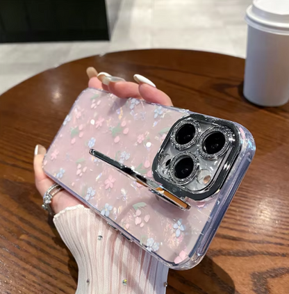 Korean-style shell flower fashion phone case for iPhone15promax 14pro 13 lens holder 12 all-inclusive 11 drop proof