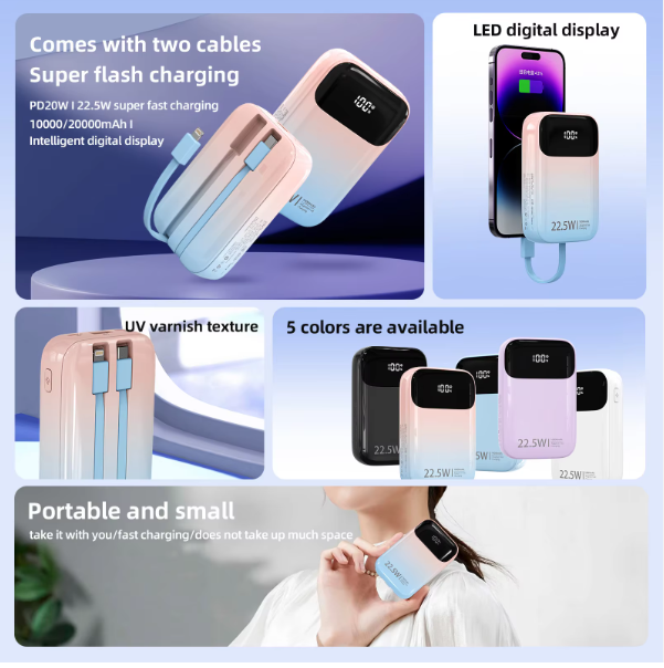 20000mAh Portable Power Bank 22.5W Fast Charging Large Capacity Power Banks With LED Digital Display