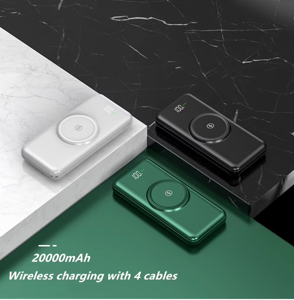 New model Wireless charger 20000mah Power Bank 20000mah with cables